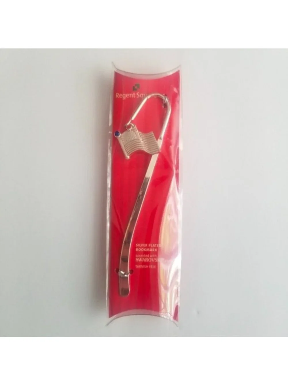 Silver Plated Bookmark With Swarovski Crystal Accent & American Flag Design